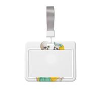 Woshuwo Porta badge scorrevole con due scheletri che abbracciano il costume da bagno, in plastica dura, per infermieri e ufficio