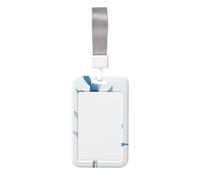 Woshuwo Porta badge scorrevole con foglie blu acquerello, in plastica dura, per infermieri e ufficio