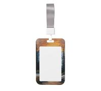 Woshuwo Porta badge scorrevole con montagne e foreste con tramonto in plastica dura, per infermieri e ufficio