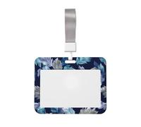 Woshuwo Porta badge scorrevole con piume su sfondo blu scuro, in plastica dura, per infermieri e ufficio