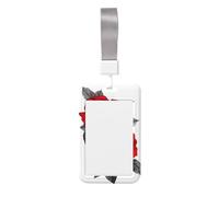 Woshuwo Porta badge scorrevole con rose rosse e linee nere, in plastica rigida, per infermieri e ufficio