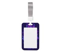 Woshuwo Porta badge scorrevole con teschio con fiamme nere e viola, in plastica rigida, per infermieri e ufficio