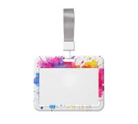 Woshuwo Porta badge scorrevole in plastica rigida color arcobaleno con schizzi di acquerello, per infermieri e ufficio