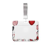 Woshuwo Porta badge scorrevole in plastica rigida con cuori rossi, rosa e neri, per infermieri e ufficio