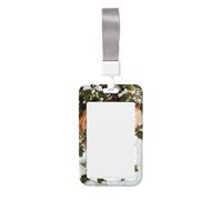 Woshuwo Porta badge scorrevole in plastica rigida con gatto arancione che dorme sulla neve, agrifoglio, vischio, per infermieri e ufficio