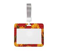 Woshuwo Porta badge scorrevole in plastica rigida con girasoli rossi e gialli su puntini, per infermieri e ufficio