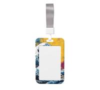Woshuwo Porta badge scorrevole in plastica rigida con graffiti Big Wave, per infermieri e ufficio