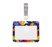 Woshuwo Porta badge scorrevole in plastica rigida con motivo astratto colorato per carte di lavoro per infermieri ufficio