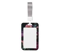 Woshuwo Porta badge scorrevole in plastica rigida con motivo bouquet di peonie, per infermieri e ufficio
