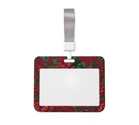 Woshuwo Porta badge scorrevole in plastica rigida con motivo floreale natalizio rosso e verde, per infermieri e ufficio