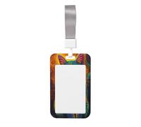 Woshuwo Porta badge scorrevole in plastica rigida con motivo psichedelico con gatto e targhetta per nome, per infermieri e ufficio