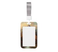 Woshuwo Porta badge scorrevole in plastica rigida con paesaggio montano autunnale, per infermieri e ufficio