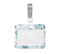Woshuwo Porta badge scorrevole in plastica rigida con rose e vortici blu pastello su sfondo bianco, per infermieri e ufficio