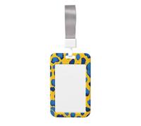 Woshuwo Porta badge scorrevole in plastica rigida con stampa leopardata blu su sfondo giallo, per infermieri e ufficio