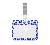 Woshuwo Porta badge scorrevole in plastica rigida, con stampa leopardata, per infermieri e ufficio, colore: blu