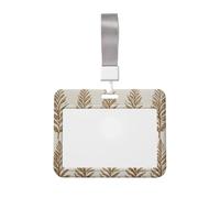 Woshuwo Porta badge scorrevole in plastica rigida marrone con linee verticali felci, per infermieri e ufficio