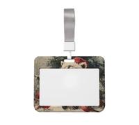 Woshuwo Porta badge vintage con scena natalizia procione uccello rosso scorrevole in plastica dura porta carte di lavoro per infermieri ufficio