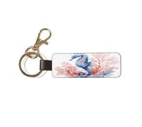 Woshuwo Portachiavi universale per auto con cavalluccio marino e corallo, in pelle, ideale per uomini e donne