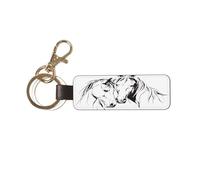 Woshuwo Portachiavi universale per auto con disegno di due cavalli, in pelle, ideale per uomini e donne