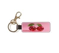 Woshuwo Portachiavi universale per auto con due ciliegie di cristallo rosso, ideale per uomini e donne