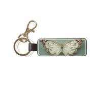 Woshuwo Portachiavi universale per auto con farfalla bianca con macchie marroni, ideale per uomini e donne