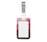 Woshuwo Portadocumenti scorrevole con tre uccelli sul bordo di una rosa rossa, porta badge in plastica rigida per biglietti da lavoro, per infermieri e ufficio