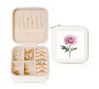 Woshuwo Portagioie da viaggio con fiori di crisantemo acquerello, in pelle PU, per anelli, orecchini, ciondoli, collane, per ragazze e donne