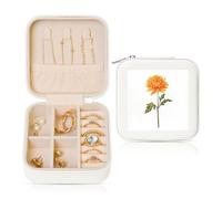 Woshuwo Portagioie da viaggio con fiori di crisantemo, in pelle PU, per anelli, orecchini, ciondoli, collane, per ragazze e donne