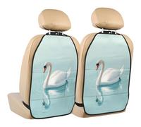 Woshuwo Protezione per il retro dei sedili posteriori dell'auto con cigno bianco che nuota nel lago, confezione da 2 tappetini con tasche portaoggetti per proteggere i veicoli da sporco, fango e