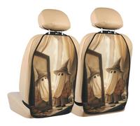 Woshuwo Protezione per il retro del sedile dell'auto, fantasma che indossa un cappello da mago, confezione da 2 tappetini con tasche portaoggetti per proteggere i veicoli da sporco, fango e graffi