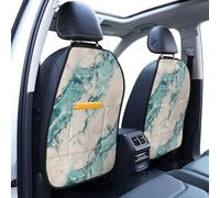 Woshuwo Protezione per sedile posteriore dell'auto, effetto marmo, colore foglia di tè e rosa cipria, confezione da 2 tappetini con tasche portaoggetti per proteggere i veicoli da sporco, fango e