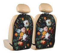Woshuwo Protezioni per il retro del sedile dell'auto, con rose, peonie, margherite, piccoli fiori, confezione da 2 tappetini con tasche portaoggetti per proteggere da sporco e graffi di fango