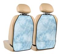 Woshuwo Protezioni per il retro del sedile dell'auto, con venature bianche e marmo, colore azzurro, confezione da 2 tappetini con tasche portaoggetti per proteggere i veicoli da sporco e graffi di