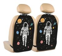 Woshuwo Protezioni per il retro del sedile posteriore dell'auto, con astronauta che cammina nello spazio, confezione da 2 tappetini con tasche portaoggetti per proteggere i veicoli da sporco, fango e