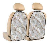 Woshuwo Protezioni per il retro del sedile posteriore dell'auto con texture effetto marmo oro, confezione da 2 tappetini con tasche portaoggetti per proteggere i veicoli da sporco, fango e graffi