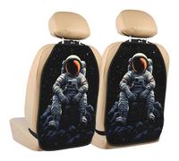 Woshuwo Protezioni per il retro del sedile posteriore dell'auto, motivo: astronauta nello spazio, confezione da 2 tappetini con tasche portaoggetti per proteggere i veicoli da sporco, fango e graffi