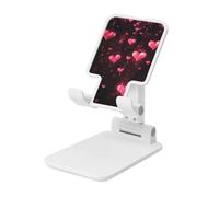 Woshuwo Raining Pink Glowing Hearts Supporto per telefono cellulare pieghevole ad angolo regolabile in altezza Supporto per cellulare portatile da tavolo compatibile con tutti gli smartphone bianco