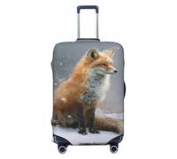 Woshuwo Red Fox Sits by The River - Copribagagli da viaggio elastico, antipolvere, antigraffio, adatto per valigie da 56-61 cm