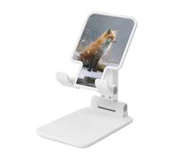 Woshuwo Red Fox Sits By The River Supporto per cellulare pieghevole ad angolo regolabile in altezza Supporto per cellulare portatile da tavolo compatibile con tutti gli smartphone, stile bianco