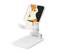 Woshuwo Retro Donna Volto Geometrico Astratto Pieghevole Supporto per Cellulare Angolo Regolabile Altezza Desktop Portatile Cellulare Culla Compatibile Con Tutti Gli Smartphone Bianco Stile