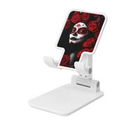 Woshuwo Rose rosse e una donna pieghevole supporto per telefono cellulare angolo regolabile altezza desktop portatile cellulare culla compatibile con tutti gli smartphone bianco stile