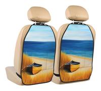 Woshuwo Rowboat On Empty Beach Car Seat Back Kick Protectors, confezione da 2 tappetini con tasche portaoggetti per i veicoli per proteggere da sporco e fango graffi