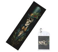 Woshuwo Scheletro che indossa cappello a cilindro papillon asciugamani rinfrescanti per collo e viso 101,6 x 30,5 cm fresco sudore stracci morbido traspirante freddo asciugamano per sport yoga golf