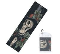 Woshuwo Scheletro che indossa elegante cappello a cilindro asciugamani rinfrescanti per collo e viso 101,6 x 30,5 cm fresco sudore stracci morbido traspirante freddo asciugamano per sport yoga golf