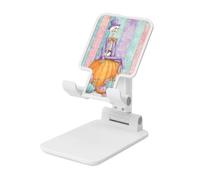 Woshuwo Scheletro seduto su una zucca Supporto pieghevole per telefono cellulare ad angolo regolabile in altezza Supporto per cellulare portatile da tavolo compatibile con tutti gli smartphone bianco