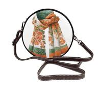 Woshuwo Sciarpa lavorata a maglia in arancione bruciato verde donna borse a tracolla rotonde borsa a tracolla in pelle