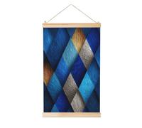 Woshuwo Semplice blu metallizzato geometricamente struttura in acciaio dipinto da appendere in lino, arte da parete in lino, opera d'arte moderna per la casa, decorazione da casa 40 x 60 cm