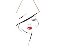 Woshuwo Semplice minimal Line Art Woman Face Cartello di benvenuto in legno per porta d'ingresso, 30 cm rotondo da appendere alla parete, placca decorativa per casa colonica