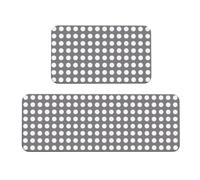 Woshuwo Set di 2 tappeti da cucina circolari bianchi su sfondo grigio, antiscivolo, tappeto, tappeto, lavanderia, cucina, decorazione