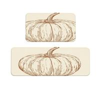 Woshuwo Set di 2 tappeti da cucina con disegno di zucca su sfondo beige, antiscivolo, tappeto, tappeto, lavanderia, cucina, arredamento